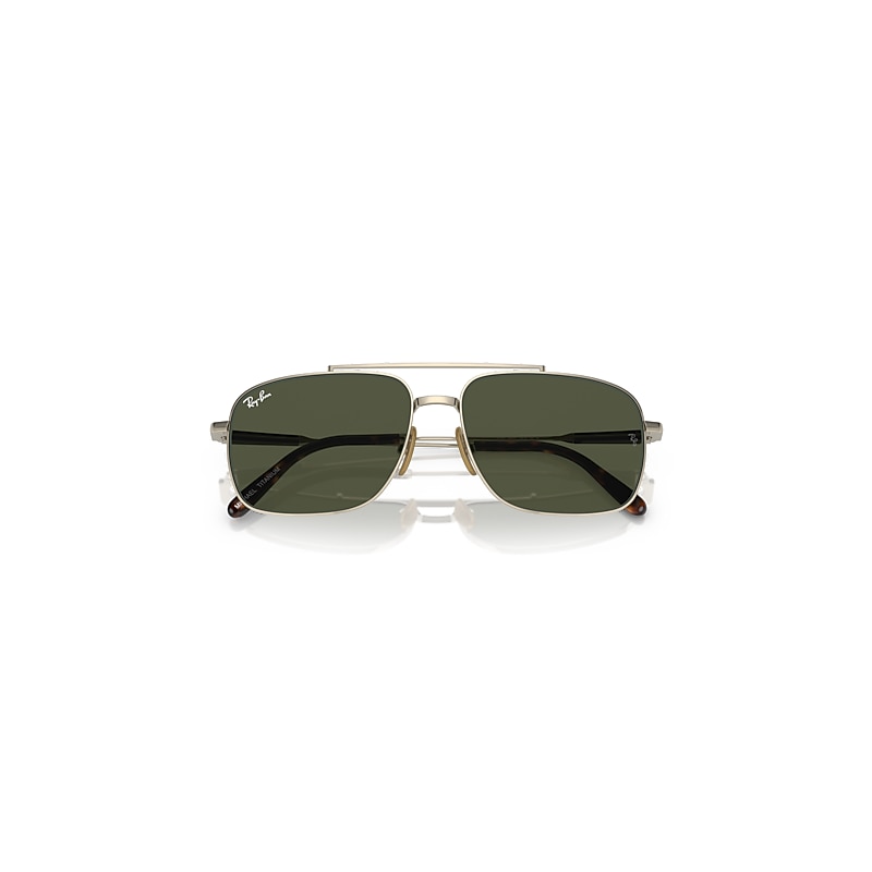 Ray-Ban Michael Titanium Sunglasses Arista Gold Frame Green Lenses 59-15