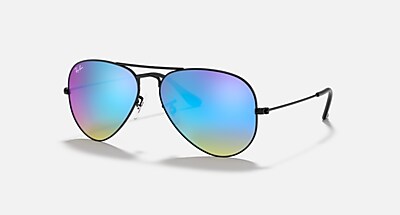 ✨美品✨Ray-Ban ダブルブリッジ ブルーグラディエントミラー AVIATOR FLASH LENSES GRADIENT Sunglasses in Black and Blue Flash