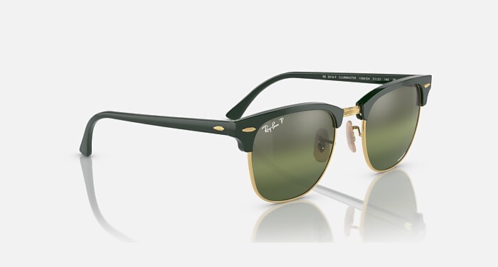 CLUBMASTER POLARIZED+ LENSES Sunglasses in Green On Gold and