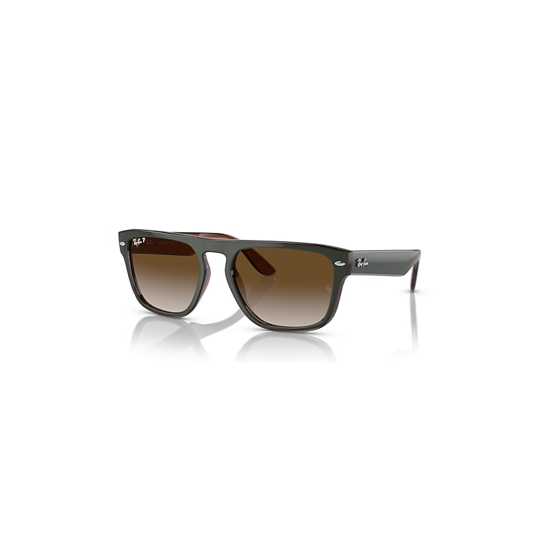 Ray-Ban Sunglasses - Green & Dark Grey & Transparent Brown Frame Brown Lenses Polarized 57-19, RB4407