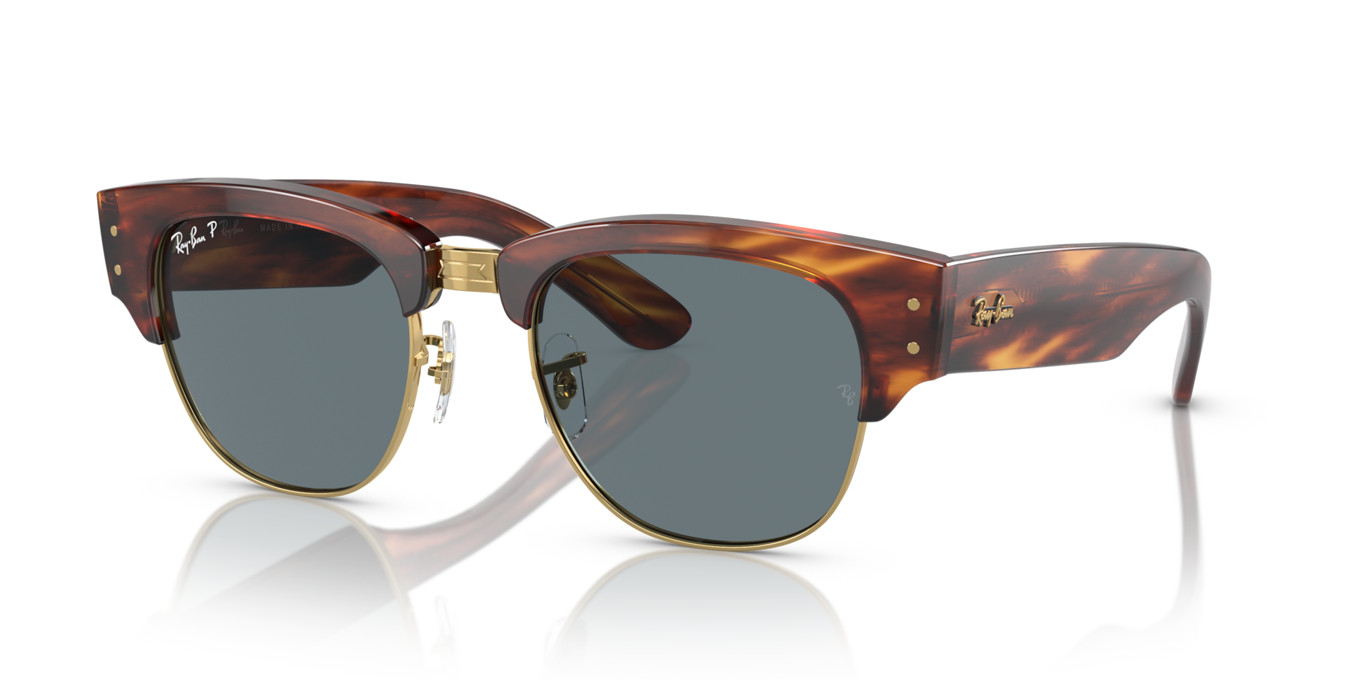 Ray-Ban Mega Clubmaster Lunettes De Soleil - Monture Ray Havana Verres Bleu 53-21 polariss 178 €