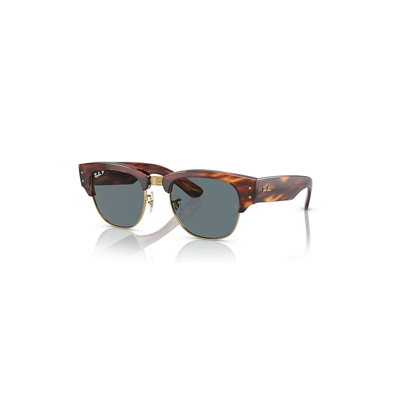 Ray-Ban Sunglasses  Mega Clubmaster - Striped Havana Frame Blue Lenses Polarized 53-21, RB0316S
