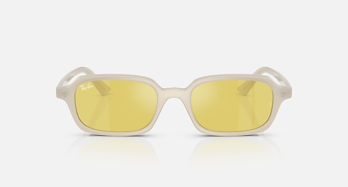 ZURI BIO-BASED Sunglasses in Cloudy Warm White and Yellow Mirror