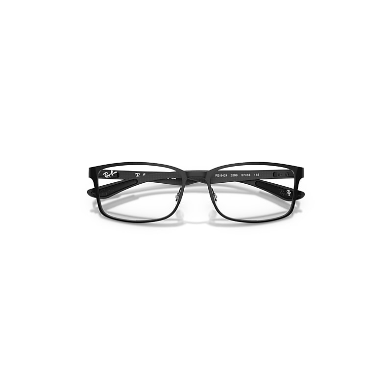 Ray-Ban Rb8424 Optics Optical Black Frame Clear Lenses Polarized 57-18