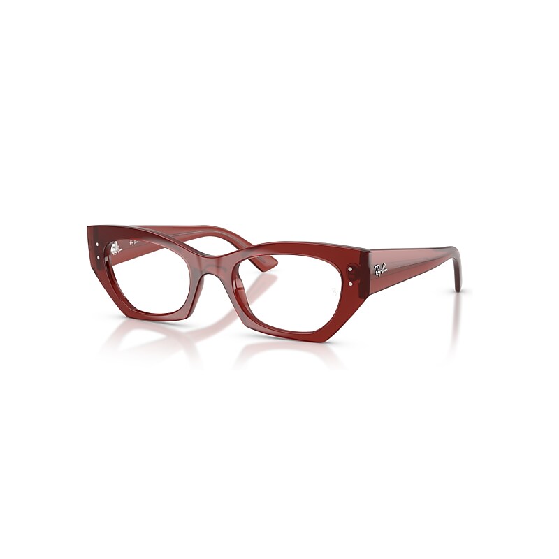 Ray-Ban Eyeglasses Unisex Zena Optics Bio-based - Shiny Rusty Brown Frame Clear Lenses Polarized 52-22