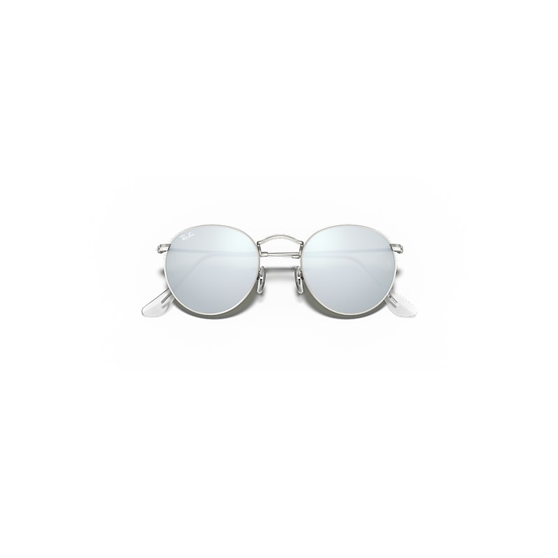 Ray-Ban Silver Round Metal Sunglasses with Mirrored Lenses, **COMES WITH CASE Ray Ban Sunglasses Round Silver 3447 019/30 Silver Mirrored  main image 4