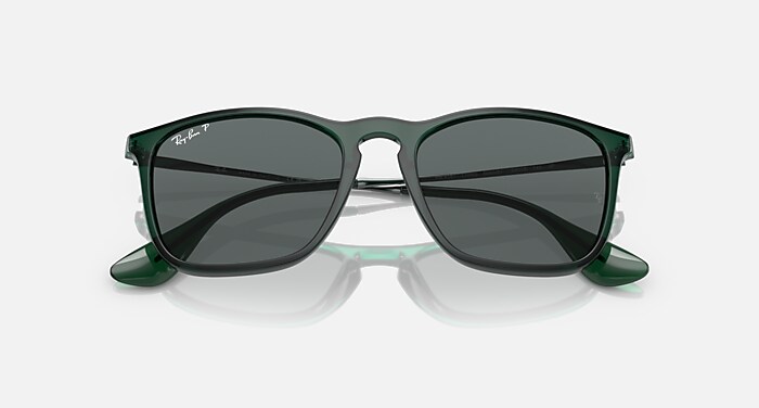 CHRIS Polarized Sunglasses in Transparent Green and Dark Grey