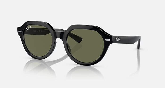 GINA Polarized Sunglasses in Black and Green Polarized (53-21