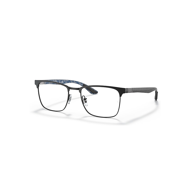 Ray-Ban Eyeglasses Unisex Rb8421 Optics - Black On Blue Frame Clear Lenses Polarized 52-19