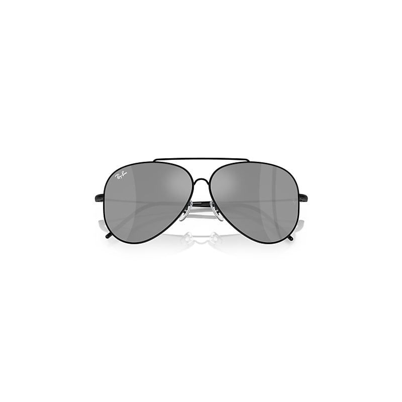 Ray-Ban Aviator Reverse Sunglasses Black Frame Silver Lenses 59-11