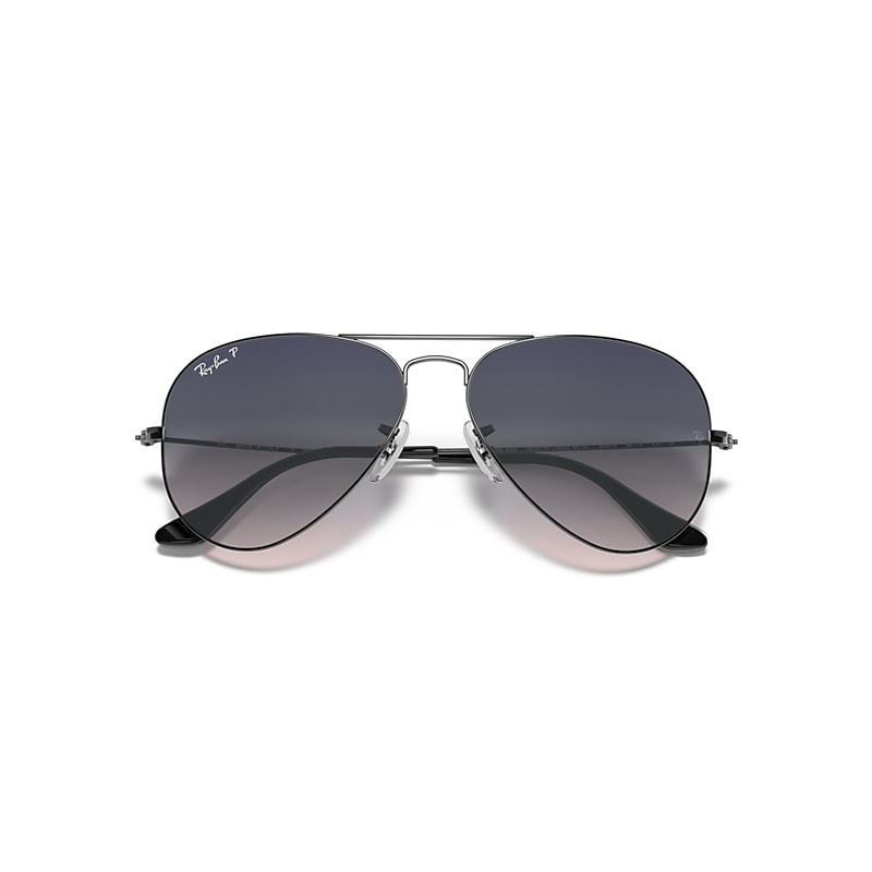 Ray-Ban Aviator Gradient Sunglasses Gunmetal Frame Blue Lenses Polarized 55-14