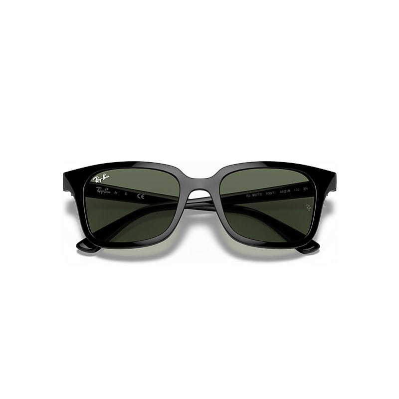 Ray-Ban Rb9071s Kids Sunglasses Black Frame Green Lenses 48-18