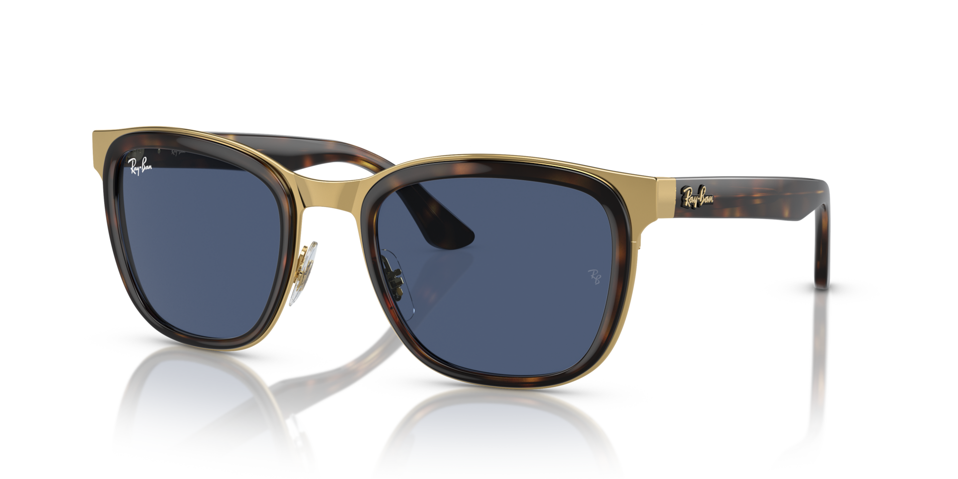 Ray-Ban Clyde Lunettes De Soleil - Monture Havana Sur Or Verres Bleu 53-22 82 €