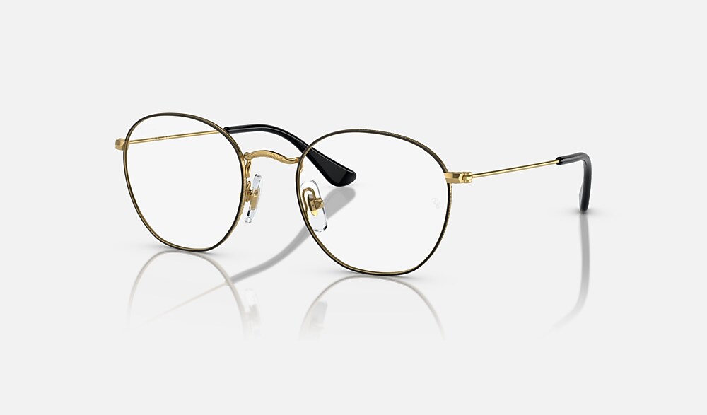 ROB OPTICS KIDS メガネ ゴールド上にブラック と クリア (48-19