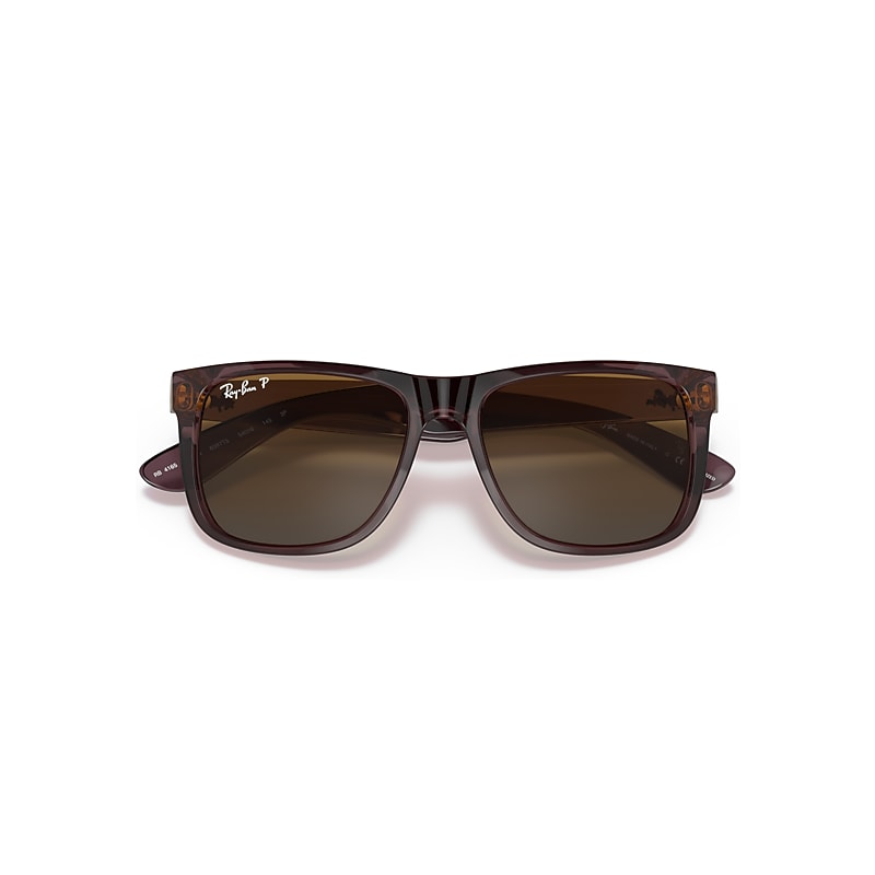 Ray-Ban Justin Classic Sunglasses Transparent Dark Brown Frame Brown Lenses Polarized 54-16