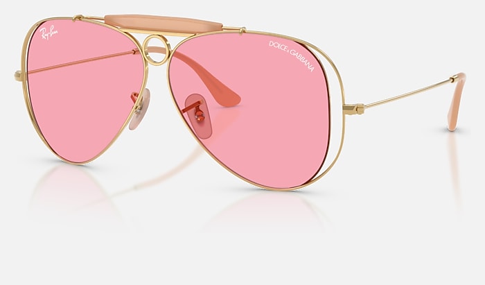 Ray-Ban The Shooter By Dolce&gabbana Sunglasses in Polished Arista Gold and Pink (RB3138M)