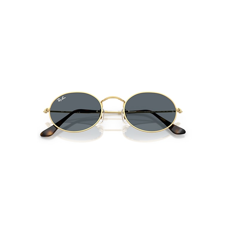 OVAL FLAT LENSES Sunglasses in Arista Gold and Blue - RB3547N
