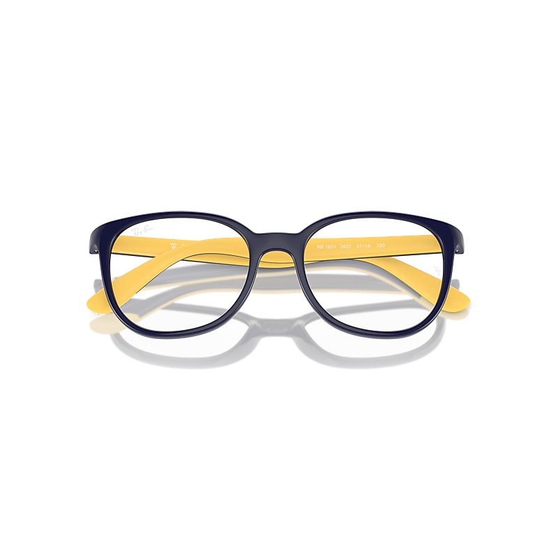 Ray-Ban Rb1631 Optics Kids Bio-based Optical Dark Blue On Yellow Frame Clear Lenses 47-16