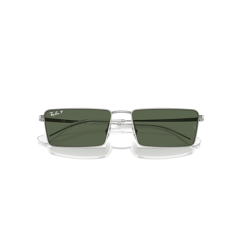 EMY BIO-BASED Polarized Sunglasses in Silver and Dark Green
