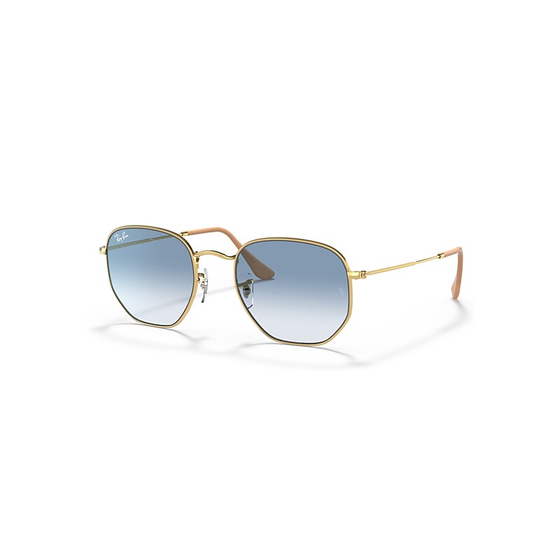 Ray-Ban Sunglasses  Hexagonal - Arista Gold Frame Blue Lenses 51-21, RB3548