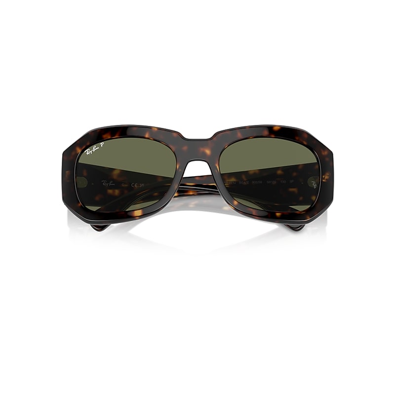 Ray-Ban Beate Sunglasses Havana Frame Green Lenses Polarized 56-20