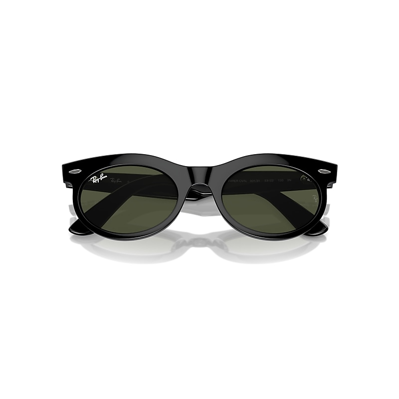 Ray-Ban RB2242F Wayfarer Oval Asian Fit 901/31 Men's Sunglasses Black Size 53