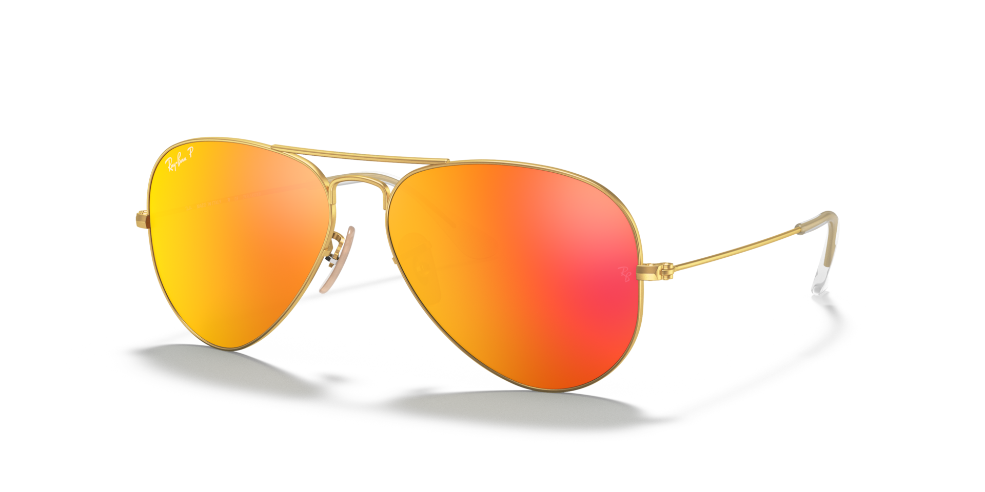 Ray-Ban Aviator Flash Mirror Sunglasses – Gold Frame | Pink/Orange Lenses Premium Small Colored Mirror Glass Lens Classic Matte Metal  main image 3