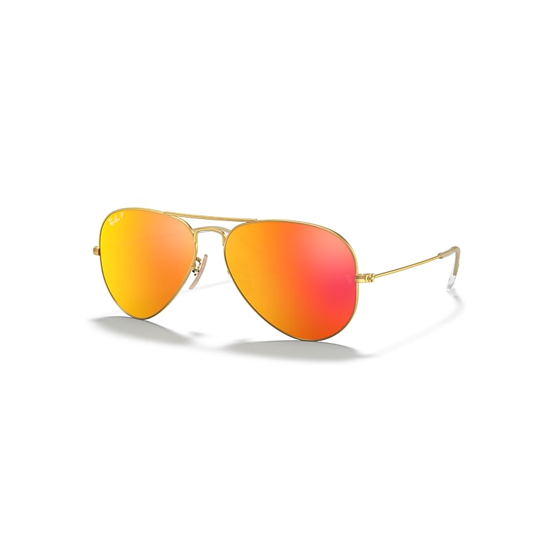 Ray-Ban Sunglasses Aviator Flash Lenses - Gold Frame Brown Lenses Polarized 58-14, RB3025 - Image 1