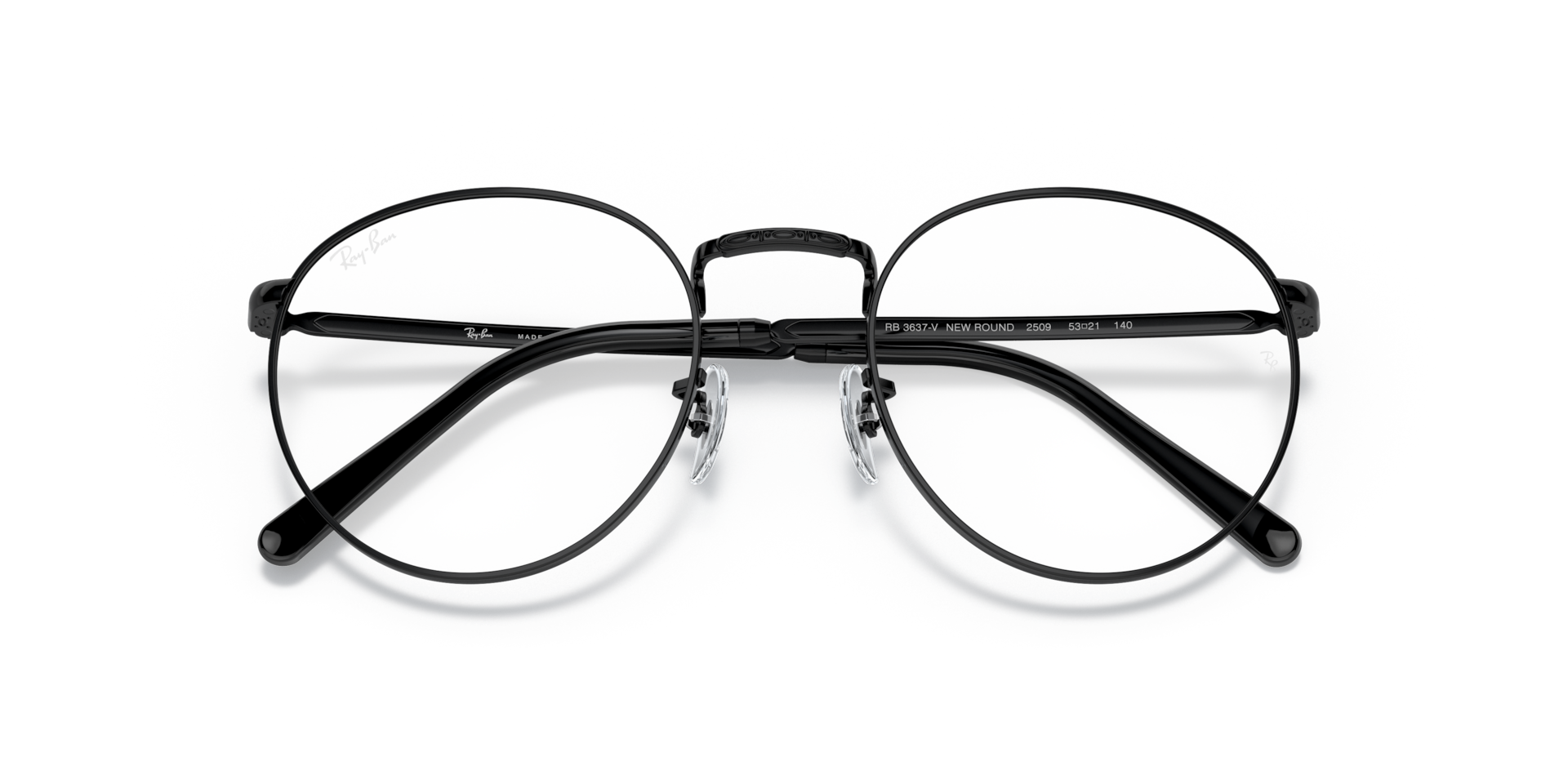 Ray-Ban New Round Optics Eyeglasses Black Frame Clear Lenses Polarized 53-21 155$