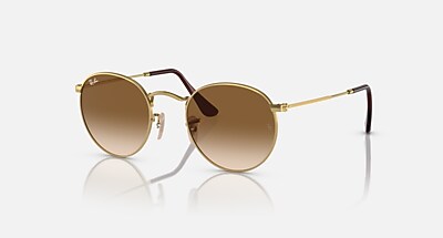 ROUND METAL Sunglasses in Light Bronze and Pink/Brown Gradient (50