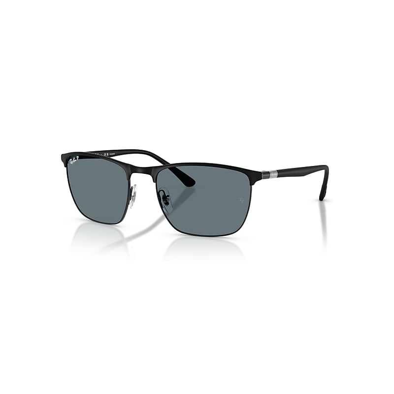Ray-Ban Sunglasses - Black Frame Blue Lenses Polarized 57-19, RB3686 - Image 1