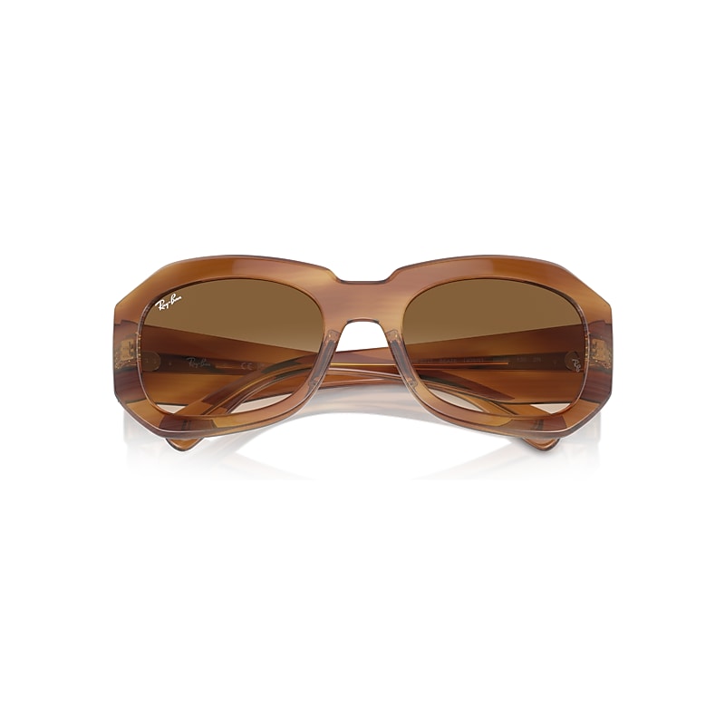Ray-Ban Beate Sunglasses Striped Brown Frame Brown Lenses 56-20