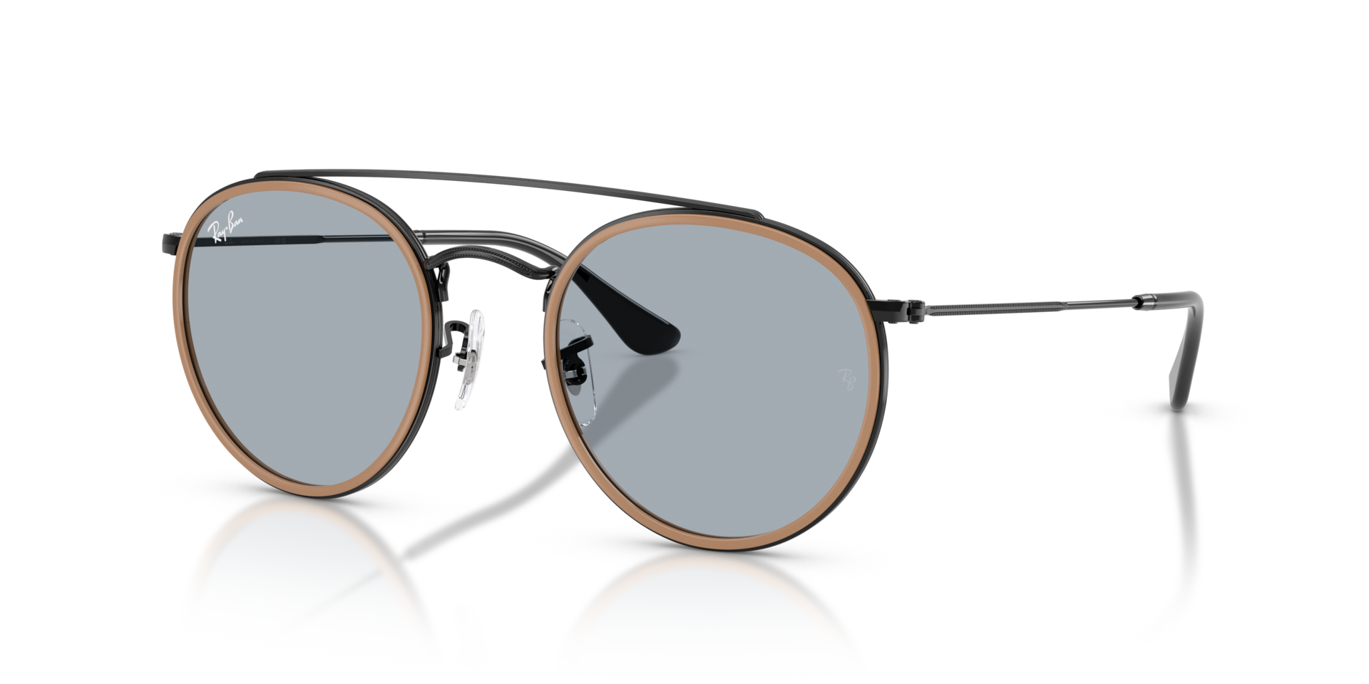 ROUND DOUBLE BRIDGE Sunglasses in Black and Blue - RB3647N | Ray