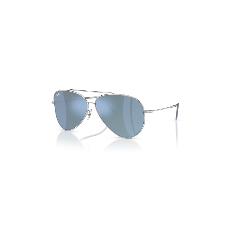 Ray-Ban Aviator Reverse Sunglasses Silver Frame Blue Lenses 62-11
