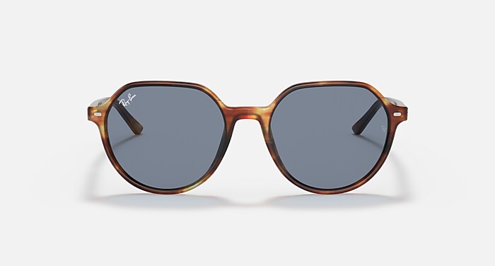 THALIA Sunglasses in Striped Havana and Blue (53-18) - RB2195