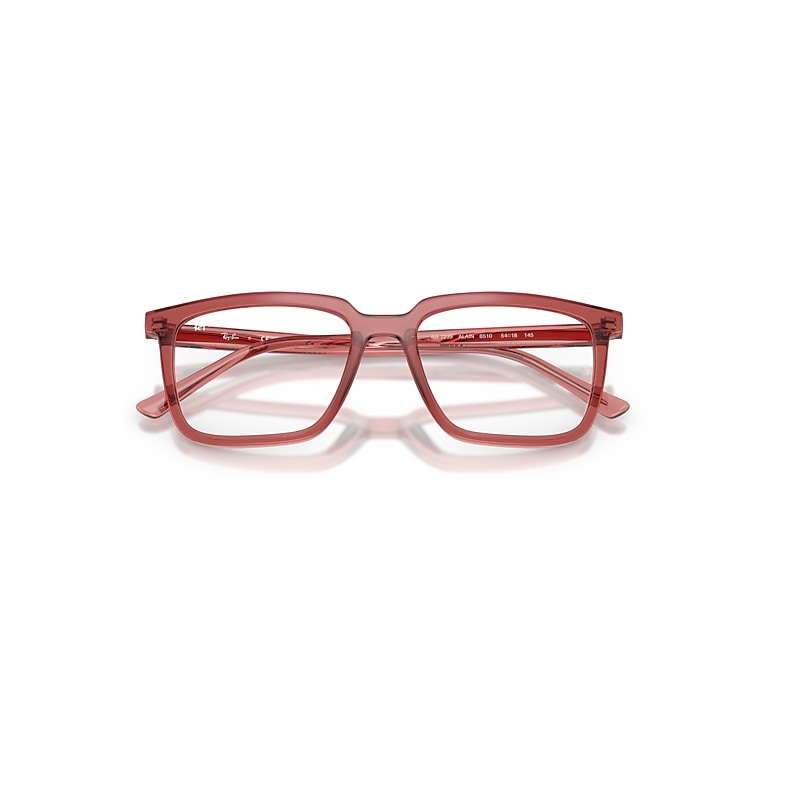 Ray-Ban Alain Optics Optical Transparent Red Frame Clear Lenses Polarized 52-18
