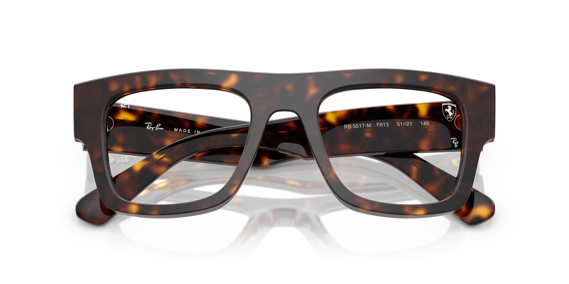 Ray-Ban Rb5517m Optics Scuderia Ferrari Collection Eyeglasses Havana Frame Clear Lenses Polarized 51-21 203$