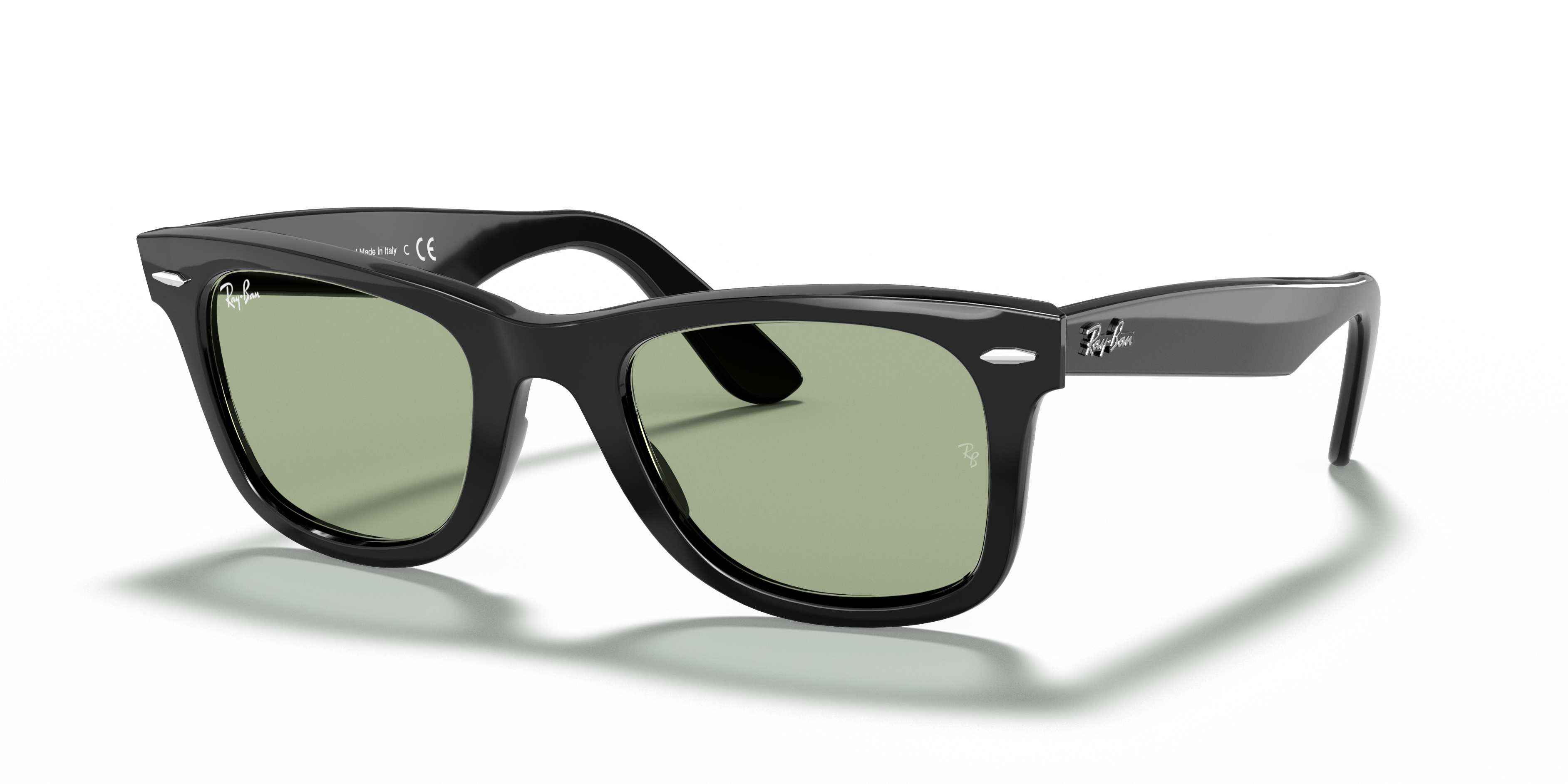 Ray-Ban Wayfarer RB2140F サングラス　ブラック ORIGINAL WAYFARER CLASSIC Sunglasses in Black and Green - RB2140F