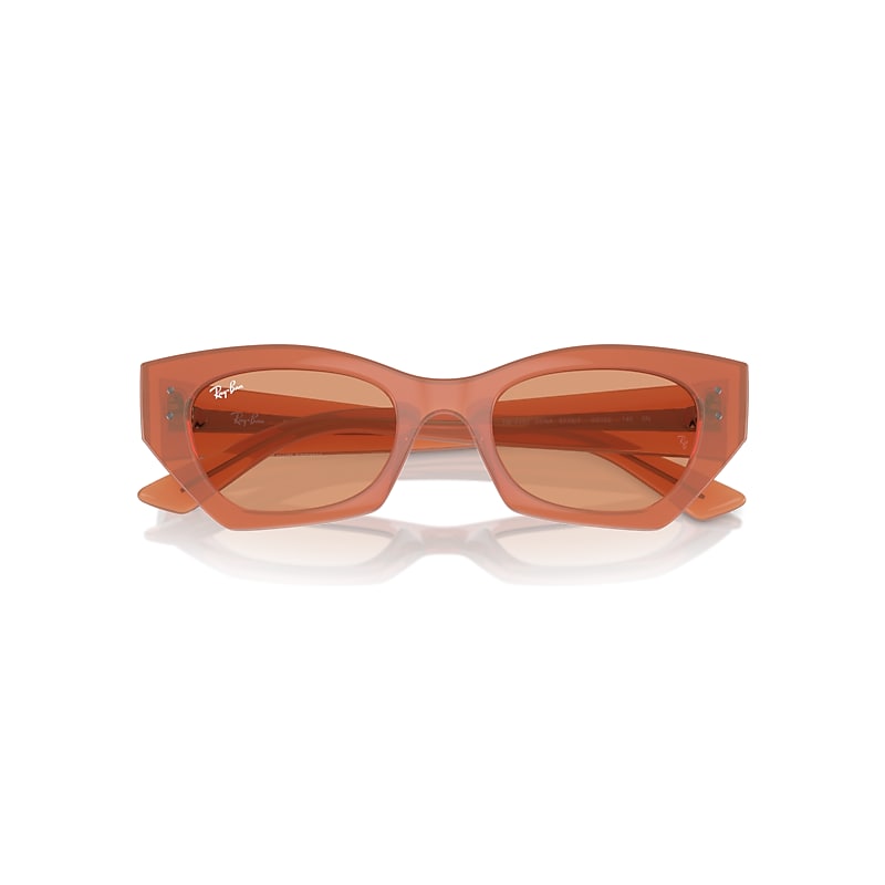 Ray-Ban Zena Bio-based Sunglasses Cloudy Cannella Frame Orange Lenses 49-22