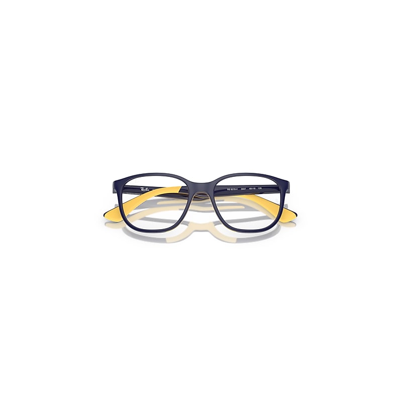 Ray-Ban Rb9078v Optics Kids Bio-based Optical Dark Blue On Yellow Frame Clear Lenses Polarized 46-16