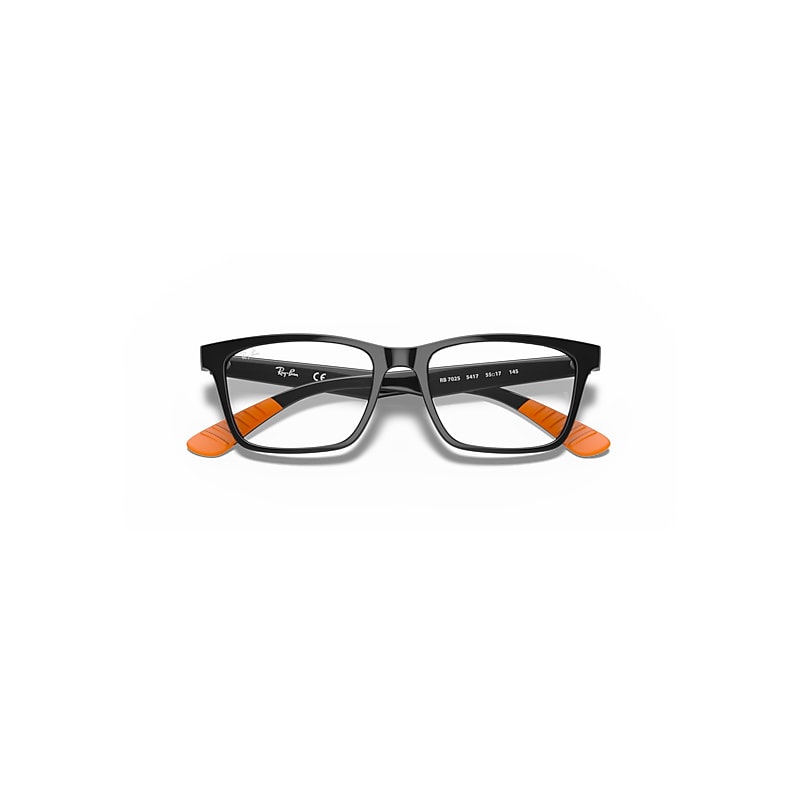 Ray-Ban Rb7025 Optics Optical Black Frame Clear Lenses Polarized 53-17