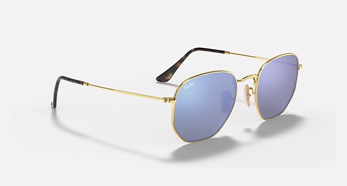 HEXAGONAL FLAT LENSES Sunglasses in Arista Gold and Light Blue