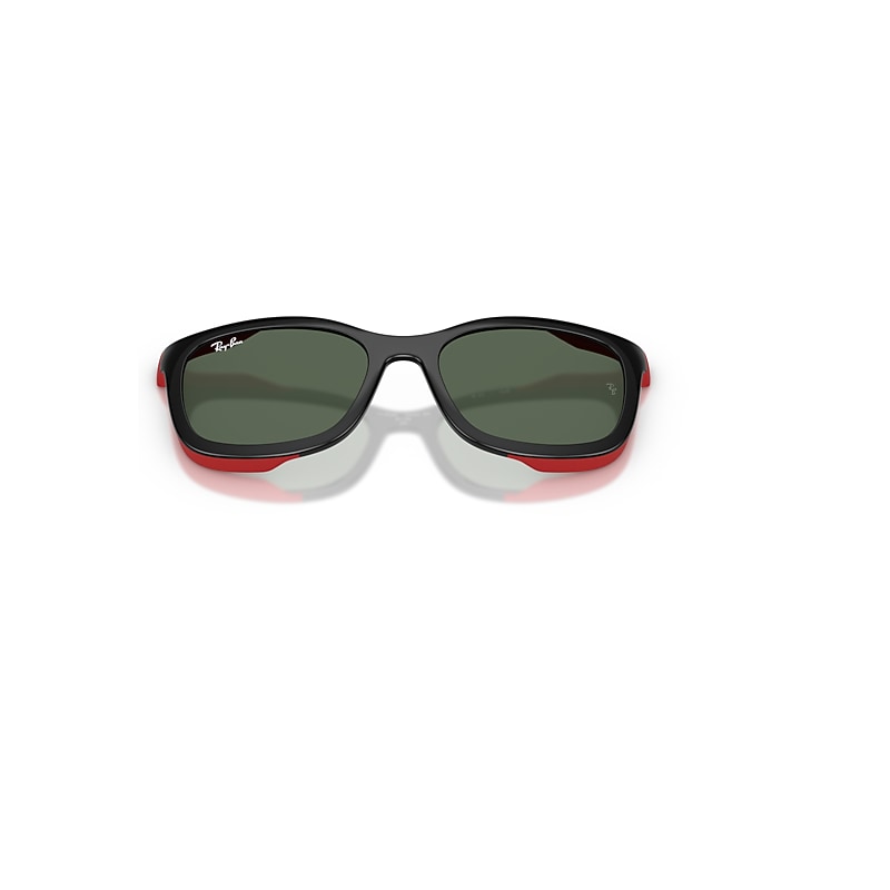 Ray-Ban Rb1644 Clip-on Kids Bio-based - Monture Noir Sur Caoutchouc Rouge Verres Vert 46-16