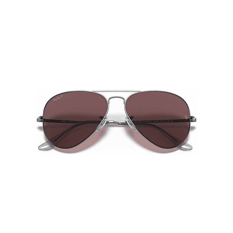 Ray-Ban Aviator Metal II Sunglasses Gunmetal Frame Violet Lenses Polarized 55-14