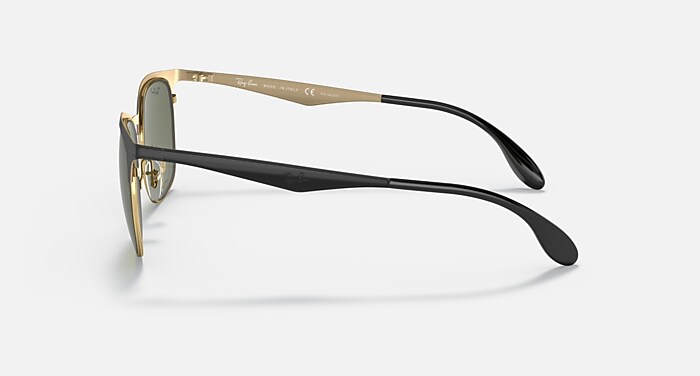RB3538 Polarized Sunglasses in Black On Gold and G-15 Green