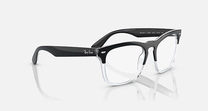 Steve Optics Eyeglasses in Black On Transparent Frame and Clear