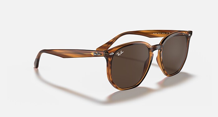 RB4306 Sunglasses in Striped Red Havana and Dark Brown (54-19