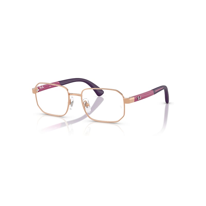 Ray-Ban Eyeglasses Unisex Rb1060 Optics Kids Bio-based - Fucsia On Rubber Violet Frame Clear Lenses Polarized 46-16
