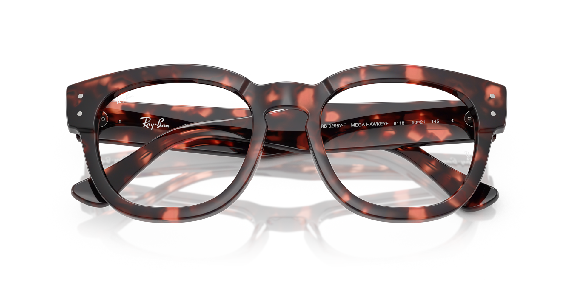 Ray-Ban Mega Hawkeye Optics Eyeglasses Pink Havana Frame Clear Lenses Polarized 50-21 155$