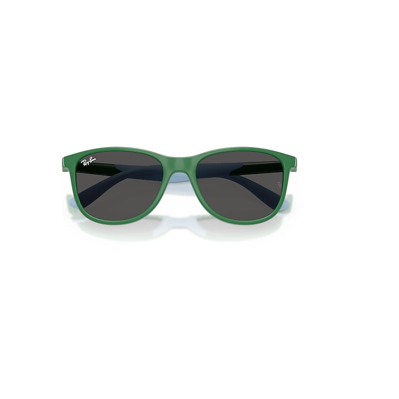 Ray-Ban Rb9077s Kids Bio-based Sunglasses Green On Rubber Light Blue Frame Grey Lenses 49-16